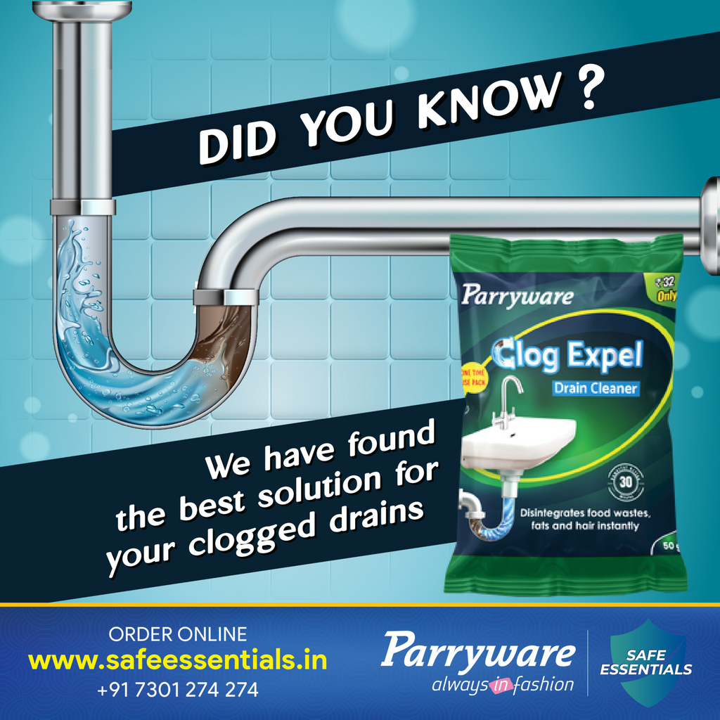 Parryware Clog Expel Drain Cleaner Powder Sachets (Pack of 50g x 8) | Removes Blockages in Pipes, Sinks & Septic Tanks| Works within 15 minutes | FCCE0106