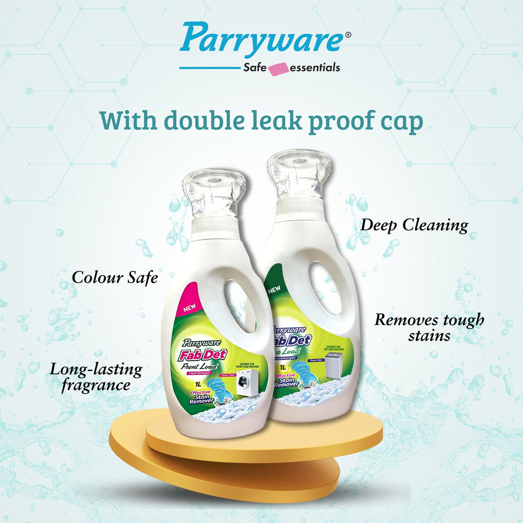 Parryware Fab Det Liquid Detergent for Top Load Washing Machine 1000 ml Pack | Removes 100 Dried Stains in 1 Wash | Dissolves Faster | Long-Lasting Fragrance | Color Protection | FCLD0204