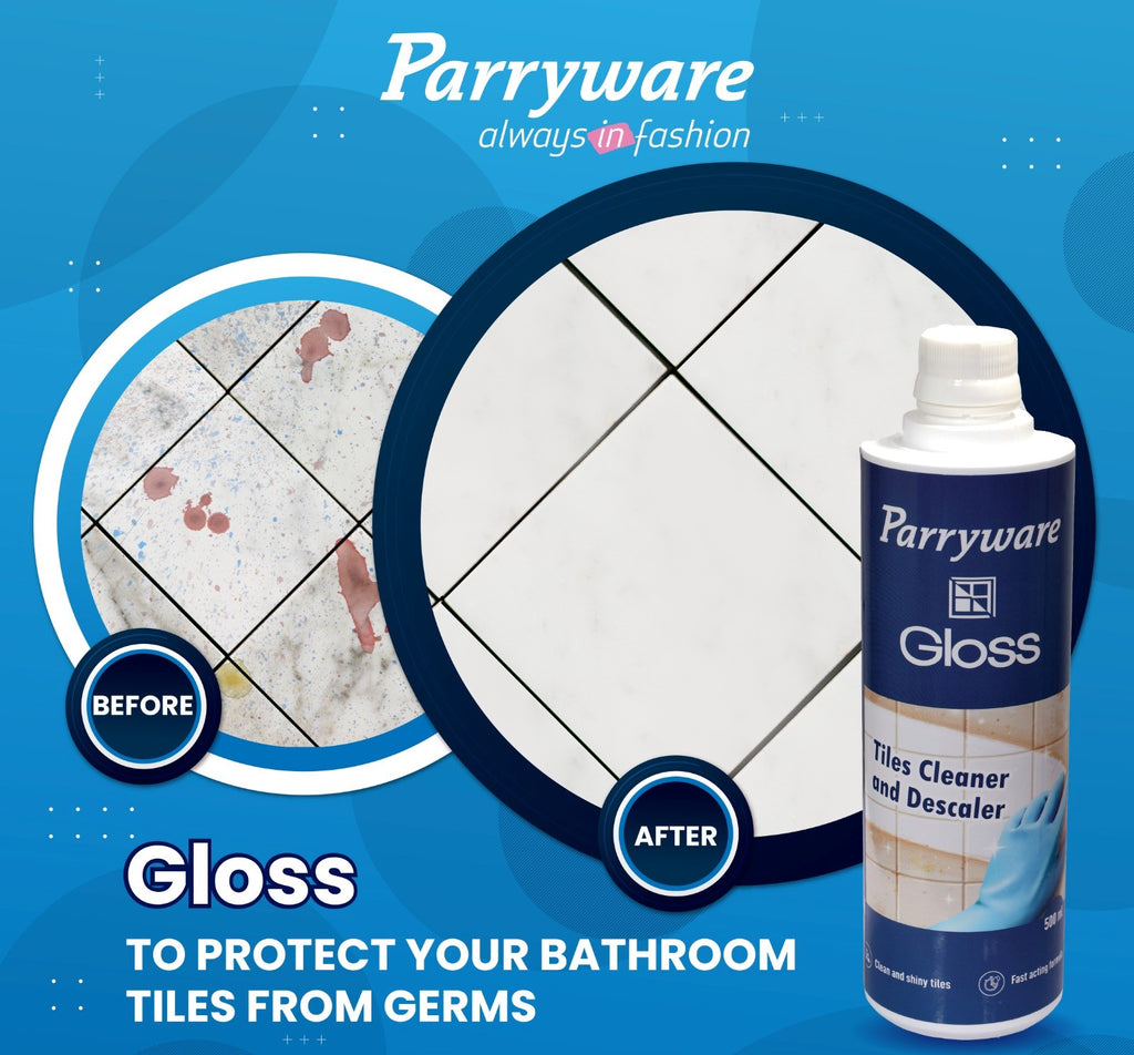 Parryware Gloss Bathroom Tiles Cleaner & Descaler | Removes Tough Limescales from Floor & Wall Tiles | Reduced Scrubbing Effort, Non-Toxic | Suitable for Bathroom 500 ml | FCTC0103