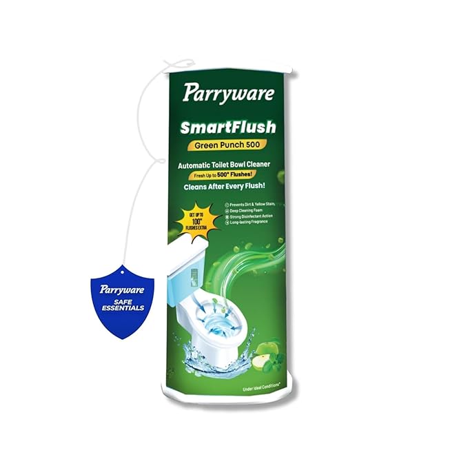 Parryware SmartFlush Green Punch 500 In-Cistern Automatic Toilet Bowl Cleaner 180g | Lasts upto 600* Flushes | 99.9% Disinfection | Cleans after every flushes- FCSF0403