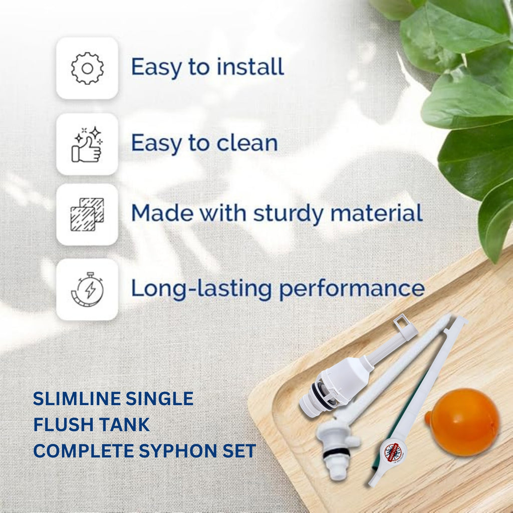 Parryware Slimline Tank Syphon Set- Outlet & Inlet Assembly with knob | E618361099