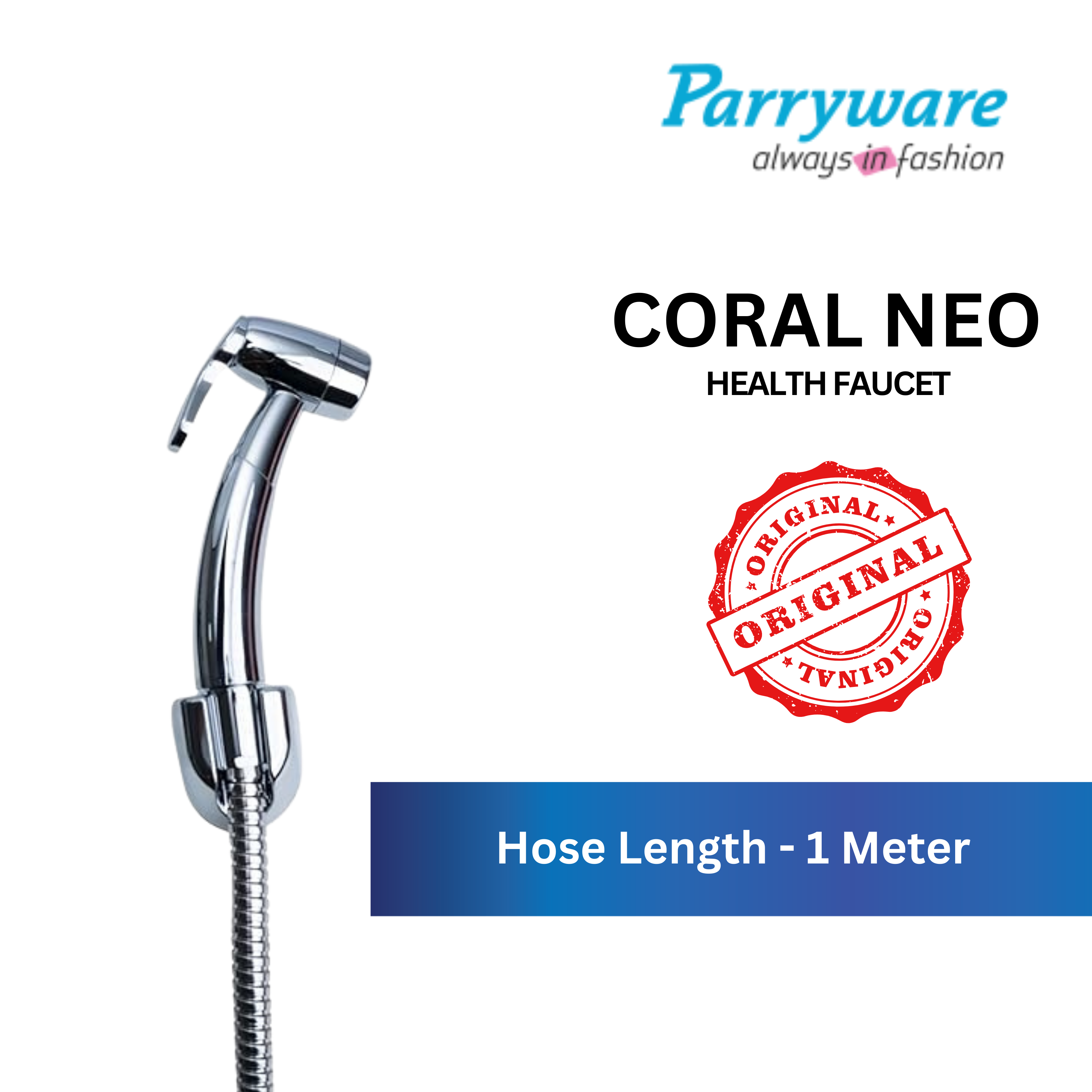 Parryware Coral Neo Health Faucet with Hose for Bathroom Fittings | for Effortless & Effective Cleaning | Original Bidet Spray from Parryware | E8353A1