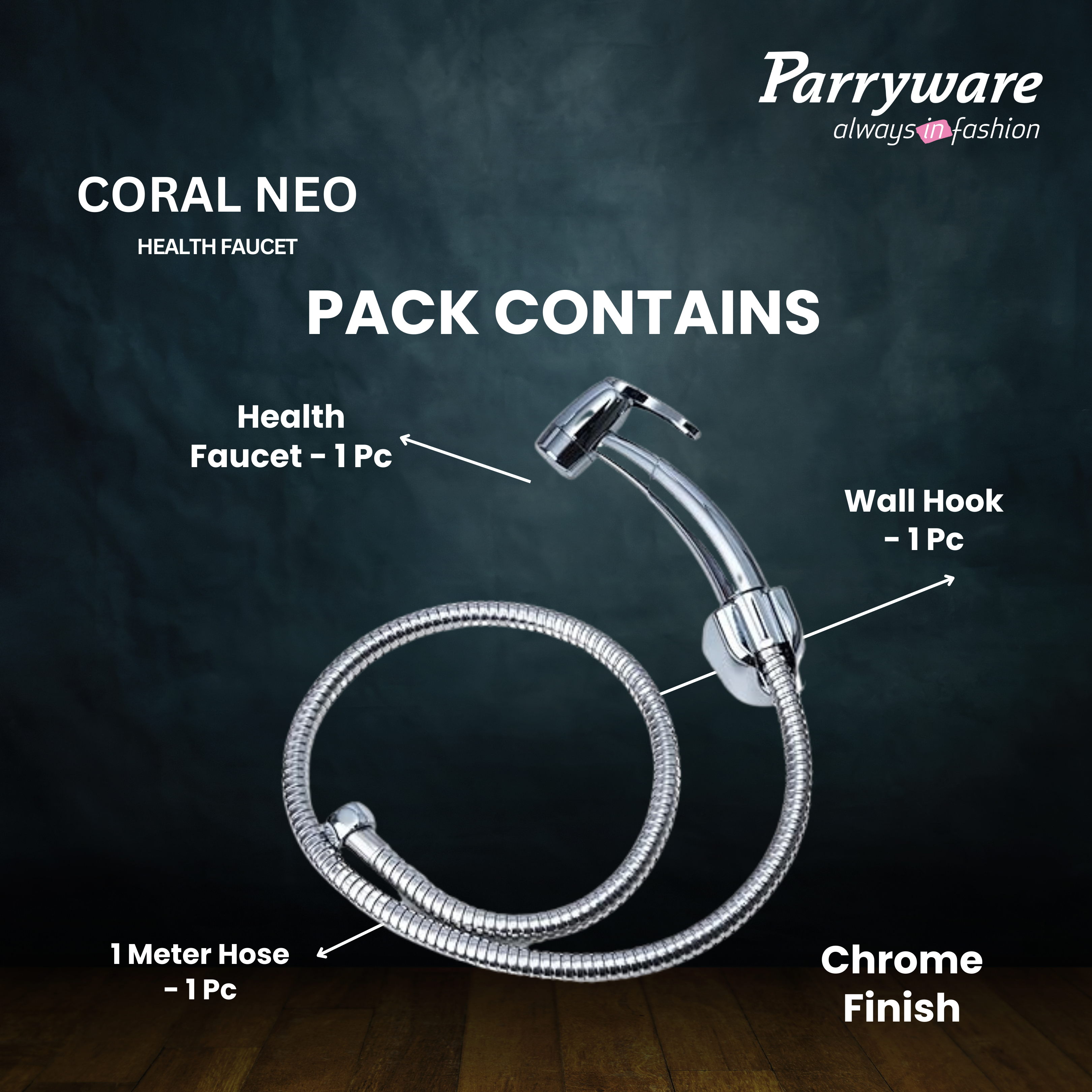 Parryware Coral Neo Health Faucet with Hose for Bathroom Fittings | for Effortless & Effective Cleaning | Original Bidet Spray from Parryware | E8353A1