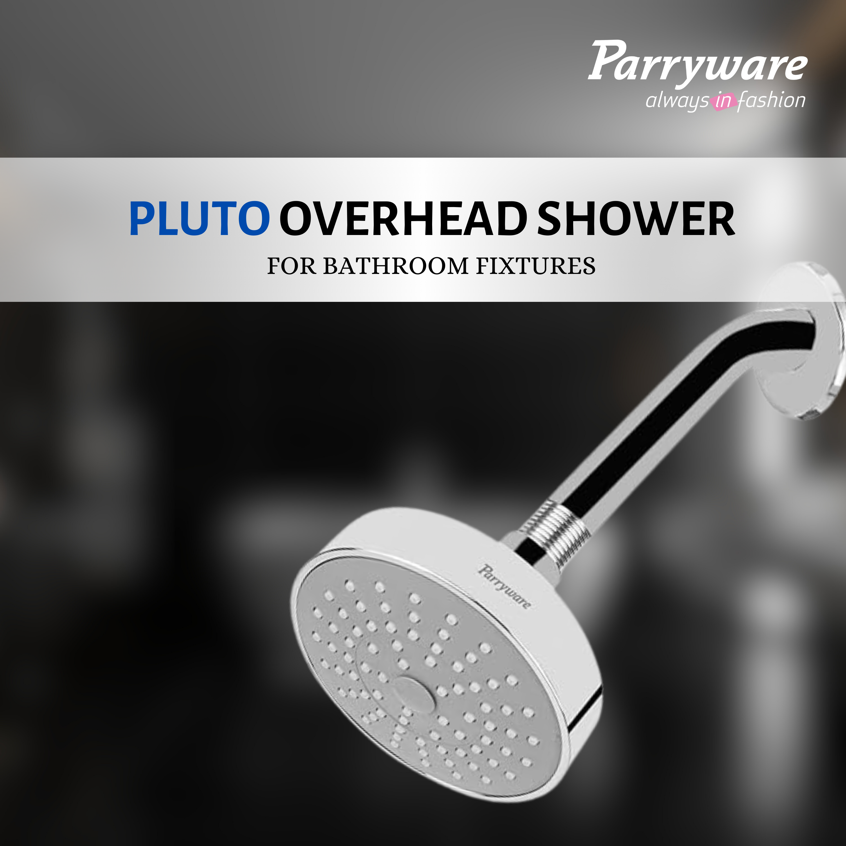 Parryware Pluto 100mm Rain Shower Overhead Shower for bathroom | Overhead Shower with Arm | For Bath Fixtures | Chrome Finish | E8380A1