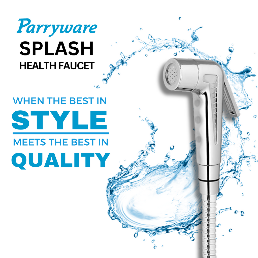 PARRYWARE Splash Series Health Faucet/Toilet Gun (Stainless Steel) | PVC Pipe, Wall Hook Included, ABS Body | Toilet Spray Gun/Health Faucet Set with Pipe/Hose and Wall Hook | T9805A1