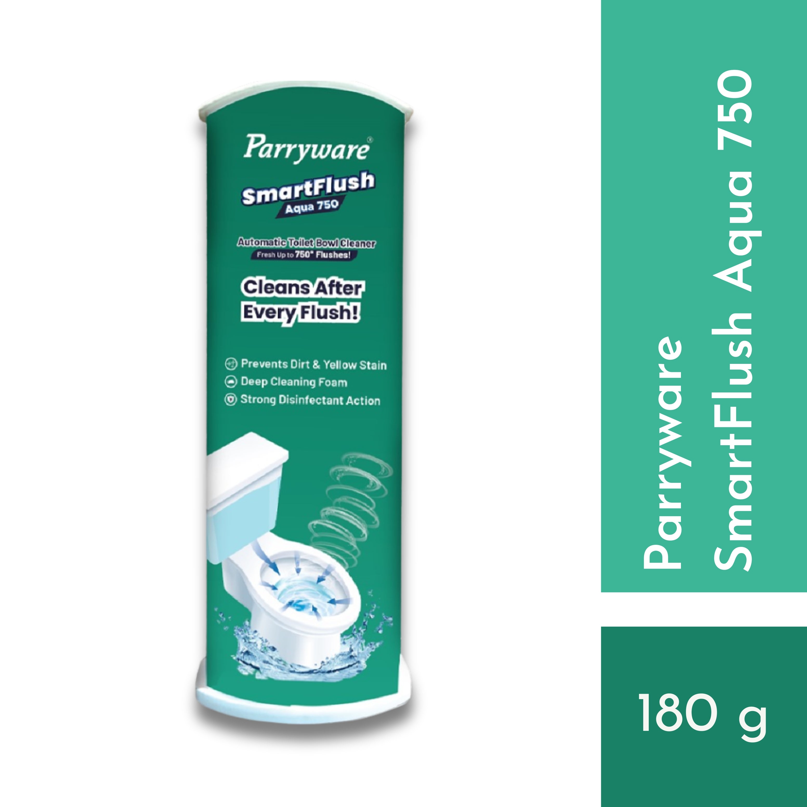 Parryware SmartFlush In-Cistern Automatic Toilet Bowl Cleaner - Aqua 750 180g (Fragrance Free) | Lasts upto 750* Flushes | 99.9% Disinfection | Cleans after every flushes- FCSF0103