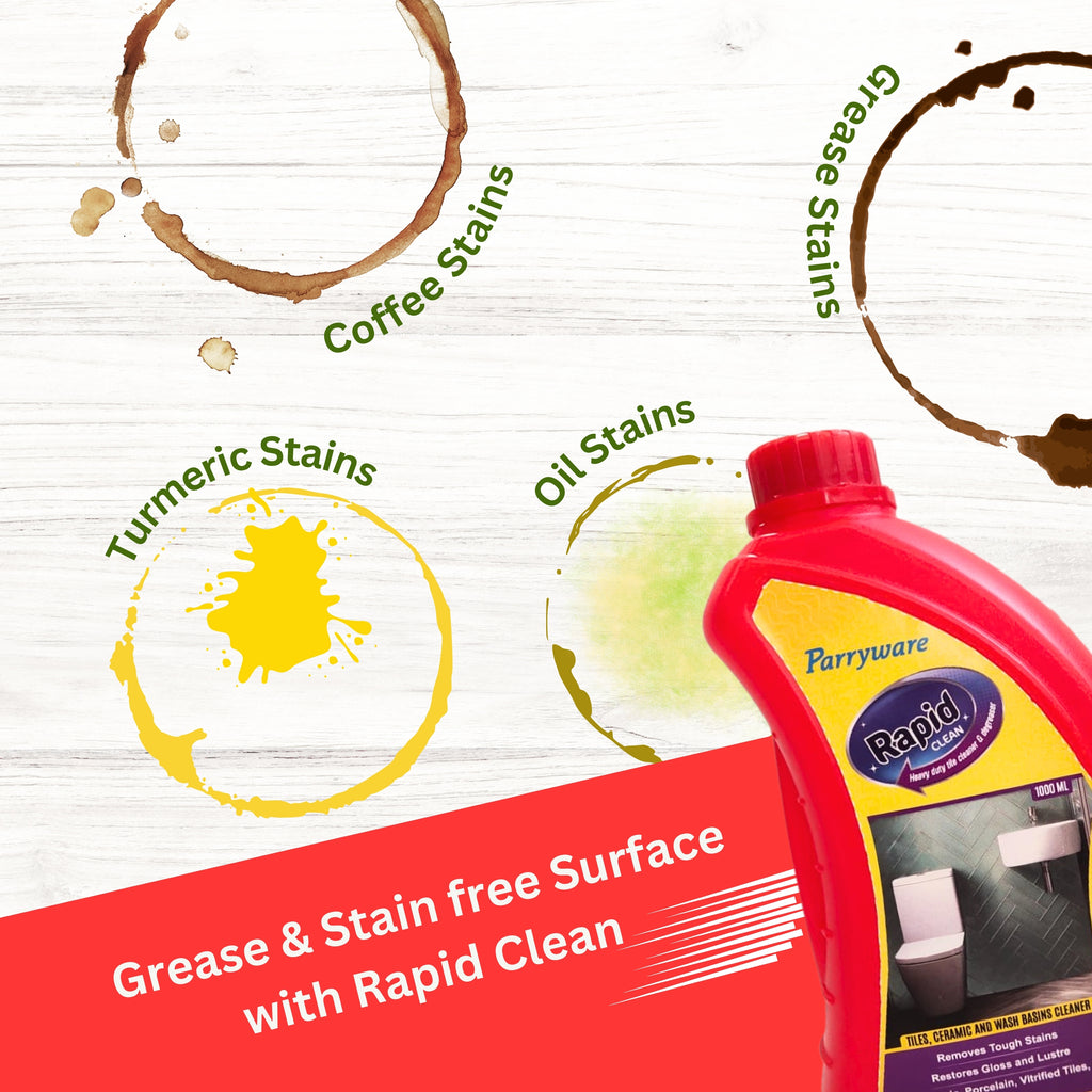 Parryware Rapid Clean All Purpose Tile, Floor & Wall Cleaner 1L Pack | Heavy duty cleaner Bedroom & Bathroom Floors, Removes Grease, Dirt & Tough Stains | FCTC0204