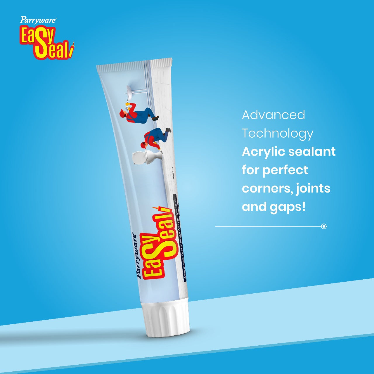 Parryware Acrylic sealant (Off-White) 75g Tube (Pk of 1), Durable Sealant Ideal for Crack and Joint Filling in Glass, Tiles, Ceramics & Cementitious Surfaces. Suitable for Commodes & Basins