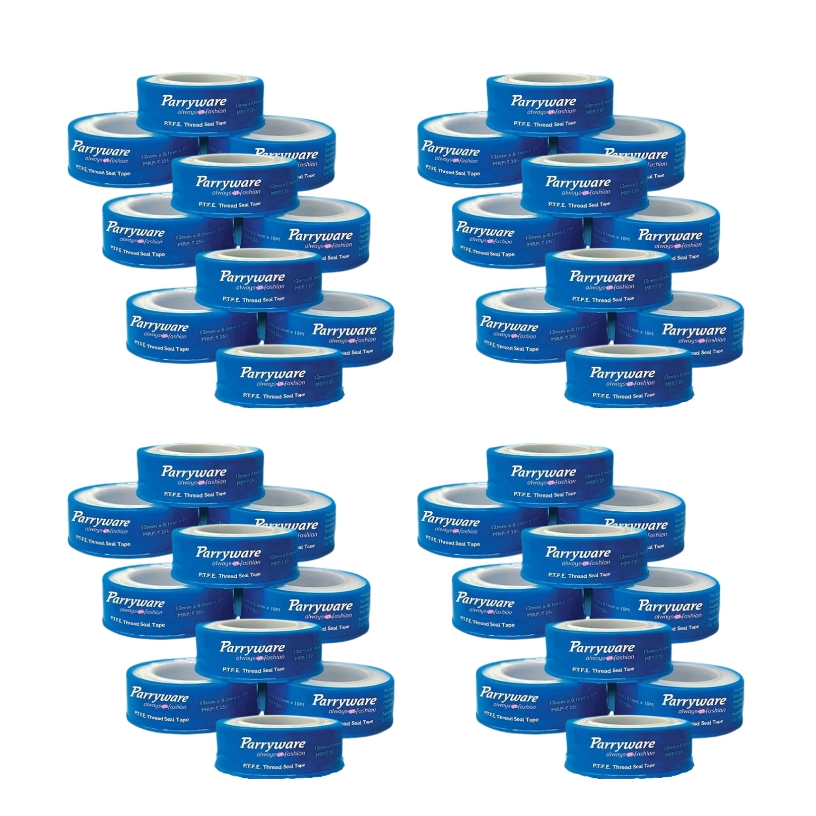 Parryware PTFE Thread Seal Tape - 10M | Leak-Proof Plumber Tape for Water Pipe Sealing, Gas Fittings, Air Lines, Threaded Joints | Size - 12mm x 10 mtr | (PACK OF 40) | T516099