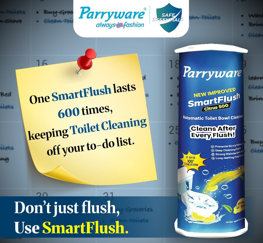 Parryware SmartFlush In-Cistern Automatic Toilet Bowl Cleaner - Citrus 500 I Lasts upto 600* Flushes | 99.9% Disinfection | Cleans after every flushes | FCSF0103