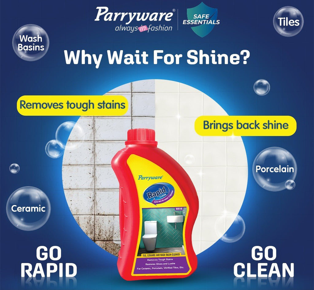 Parryware Rapid Clean All Purpose Tile, Floor & Wall Cleaner 1L Pack | Heavy duty cleaner Bedroom & Bathroom Floors, Removes Grease, Dirt & Tough Stains | FCTC0204