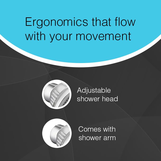 Parryware Praseo Overhead Rain Shower with Arm | Chrome-Finish Bathroom Shower | Rain-Like Shower Experience | 2.5 Inches | T9928A1